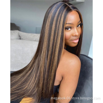 Hd Transparent Lace Front Piano Ombre Color Wig Raw Brazilian Natural Straight Human Hair Lace Frontal Wig